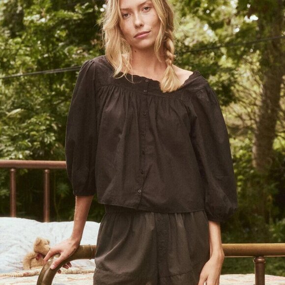 The Great Sleep The Eyelet Tap Shorts Lace High Waisted Cotton Pull-on L 272463 - Picture 3 of 10